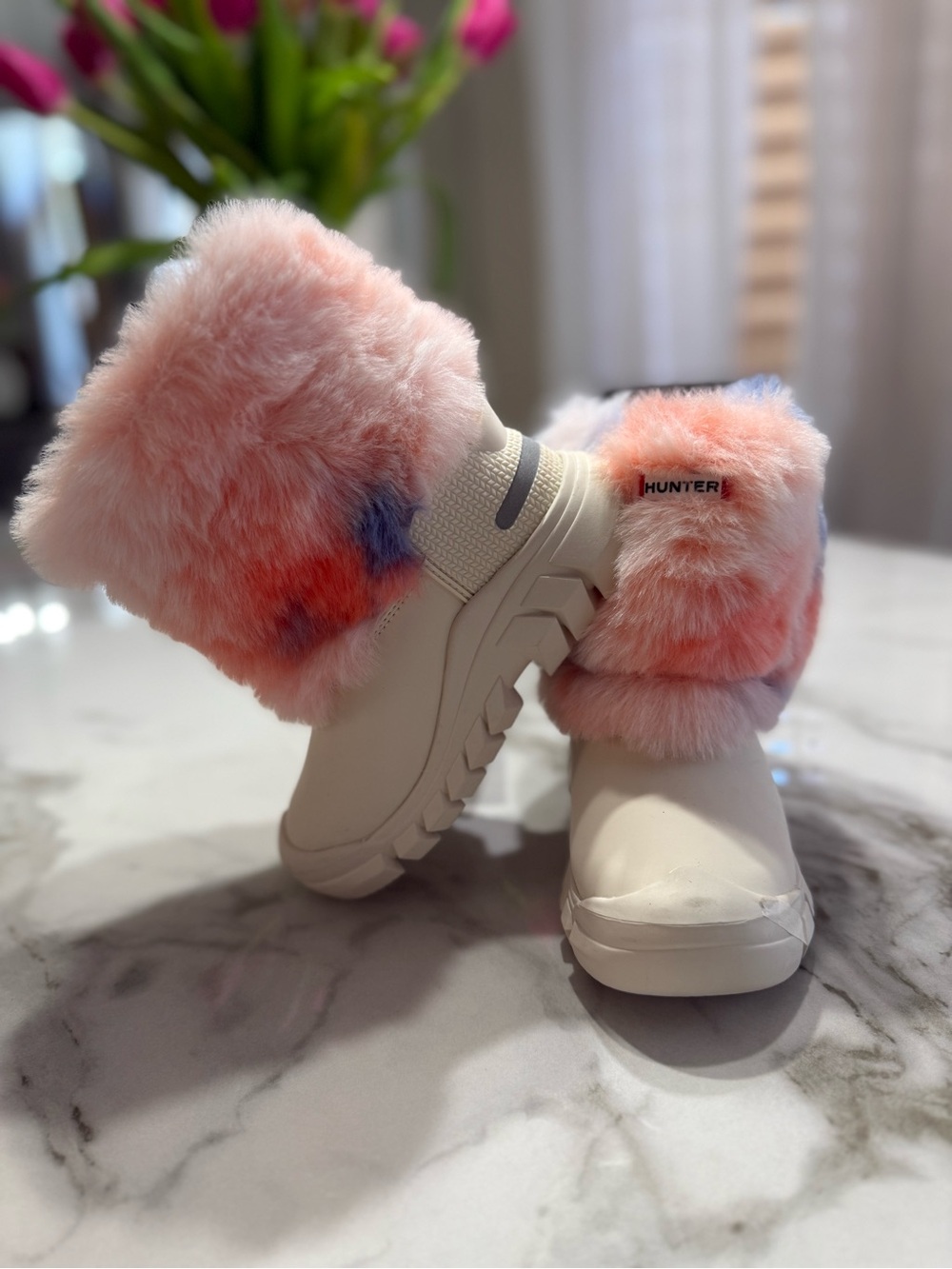 Hunter Kids Snow Boots Toddler Size USB10G11 UK9 EU27 Pink Faux Fur Waterproof